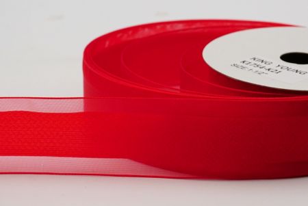 Красная прозрачная средняя ленточка с рисунком "Шеврон"_K1754-K21